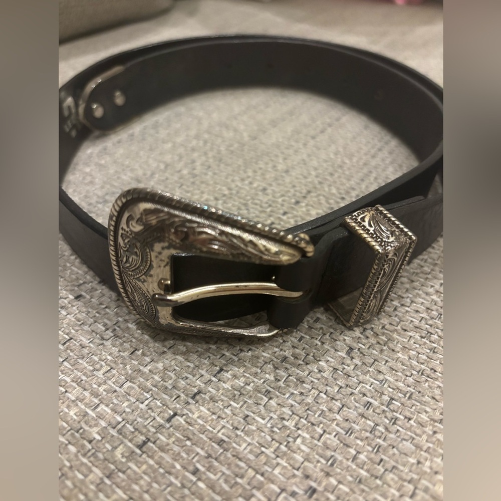 Simons Black Belt with Silver Buckle